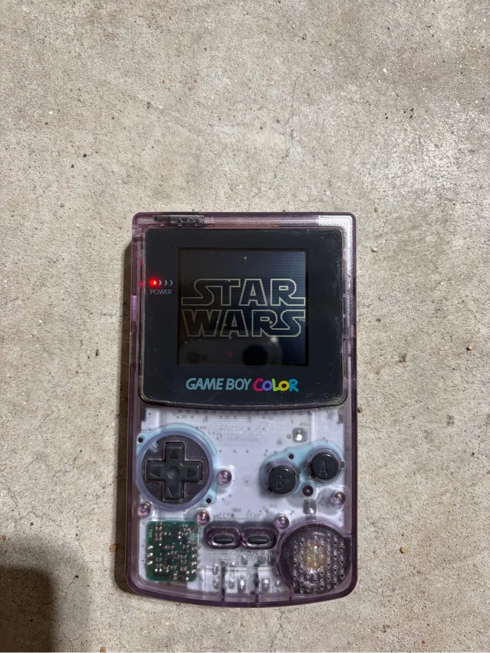 1998 Nintendo Gameboy Color Transparent Purple comes with Star Wars game